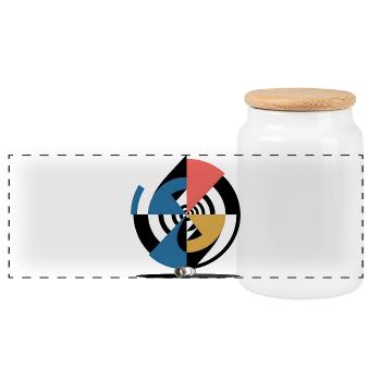 Abstract Geometric - Panoramic Cookie Jar with Wooden Lid - white - Front