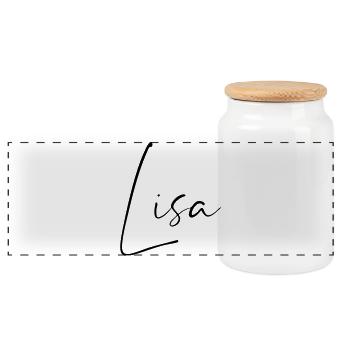 Lisa / Conception du nom de l’écriture manuscrite - Boîte à biscuits avec couvercle en bois - blanc - Devant