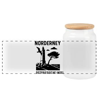 norderney ostfriesland - Panorama Keksdose mit Holzdeckel - Weiß - Vorne