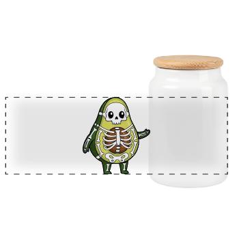 Drôle d’Halloween Avocat Squelette Dessin Animé Os - Boîte à biscuits avec couvercle en bois - blanc - Devant
