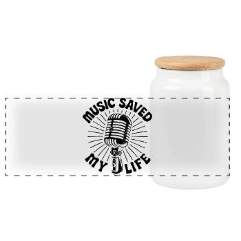 Retro Musik T-Shirt im Vintage-Stil - Panorama Keksdose mit Holzdeckel - Weiß - Vorne