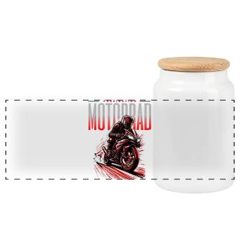 Faszination Motorrad – Racing Power Design - Panorama Keksdose mit Holzdeckel - Weiß - Vorne