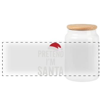 Faites semblant d’être le Père Noël - Boîte à biscuits avec couvercle en bois - blanc - Devant