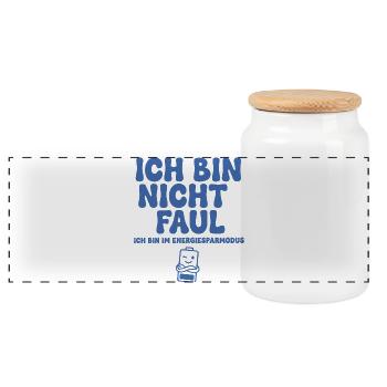 Ich bin nicht faul Energiesparmodus - Panorama Keksdose mit Holzdeckel - Weiß - Vorne