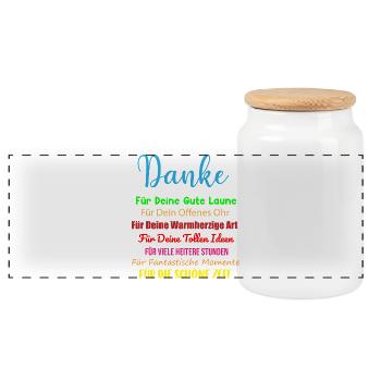 Kollegen Arbeitkollegen Danke Spruch Geschenk - Panorama Keksdose mit Holzdeckel - Weiß - Vorne