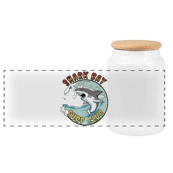 Shark Boy Surf Club Logo - Panorama Keksdose mit Holzdeckel - Weiß - Vorne