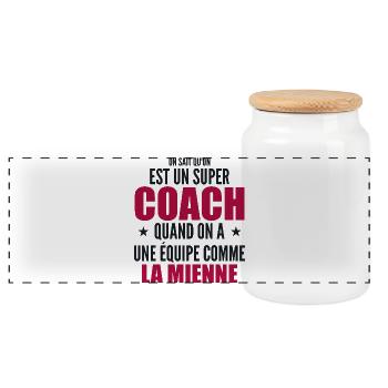 Un Super Coach Cadeau Entraîneur Sportif Humour - Boîte à biscuits avec couvercle en bois - blanc - Devant
