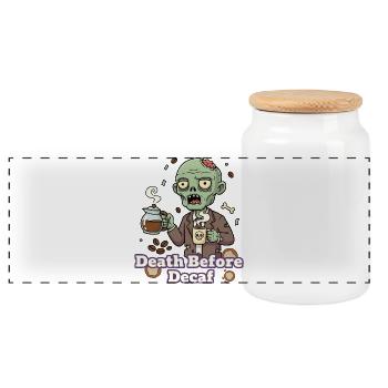 Zombie Coffee Mort Avant le Décaféiné - Boîte à biscuits avec couvercle en bois - blanc - Devant