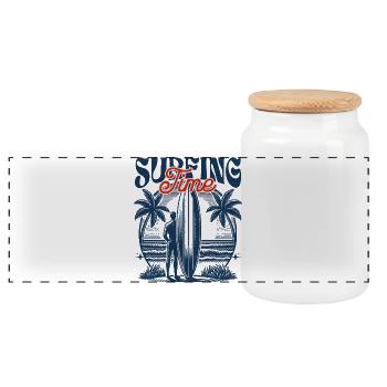 Surfing Time - Panoramic Cookie Jar with Wooden Lid - white - Front