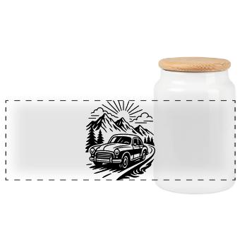 Voiture de collection - Boîte à biscuits avec couvercle en bois - blanc - Devant
