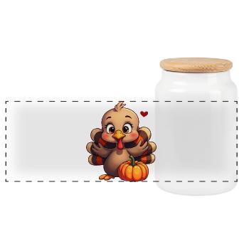 Thanksgiving Truthahn Baby - Panorama Keksdose mit Holzdeckel - Weiß - Vorne