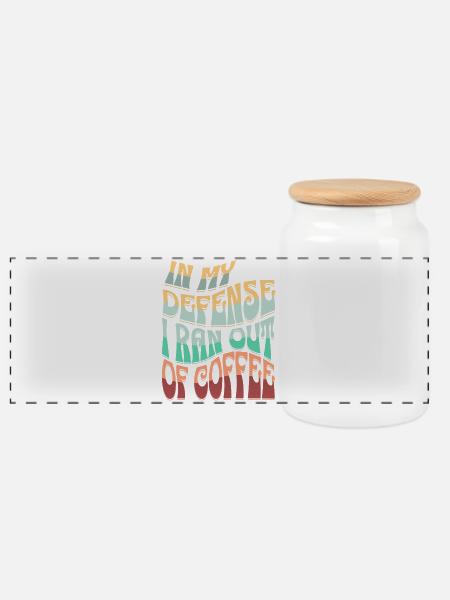 Kaffee Ausrede Spruchdesign - Panorama Keksdose mit Holzdeckel - Weiß