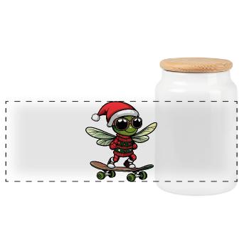 Libellule Noël drôle - Boîte à biscuits avec couvercle en bois - blanc - Devant