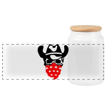 Crâne de cow-boy - Boîte à biscuits avec couvercle en bois - blanc - Devant