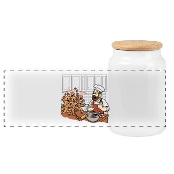 Sweet Freedom  - Panoramic Cookie Jar with Wooden Lid - white - Front