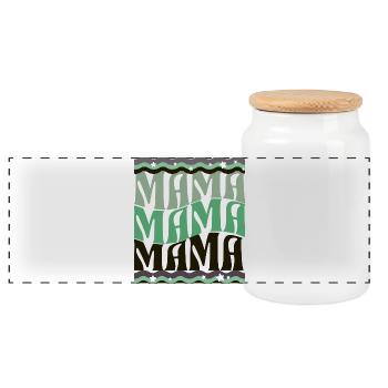 MAMA Waves Motif Vert Marron - Boîte à biscuits avec couvercle en bois - blanc - Devant