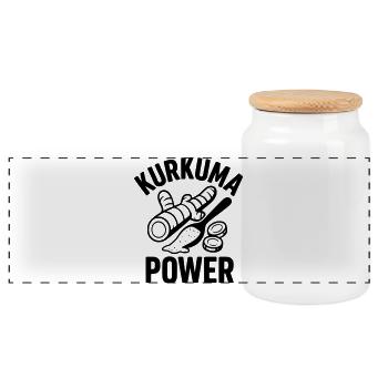 kurkuma power - Panorama Keksdose mit Holzdeckel - Weiß - Vorne
