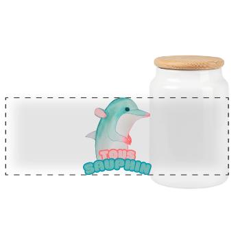 Sauphin - Boîte à biscuits avec couvercle en bois - blanc - Devant