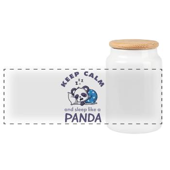 Keep Calm and Sleep Like a Panda – Süße Träume - Panoramic Cookie Jar with Wooden Lid - white - Front