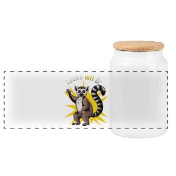 Lemur Tschö mit Ö Abschied. Wortspiel. - Panorama Keksdose mit Holzdeckel - Weiß - Vorne
