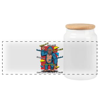 Bunter Spruch-Gorilla Cartoon. Abschiedssprüche - Panorama Keksdose mit Holzdeckel - Weiß - Vorne