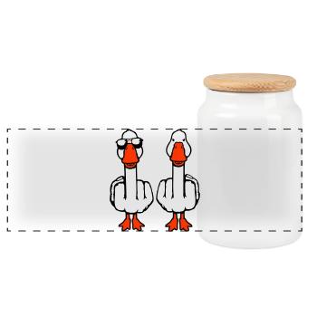 2 Goose Double Middle Finger Oies Duo d’équipe d’amis - Boîte à biscuits avec couvercle en bois - blanc - Devant