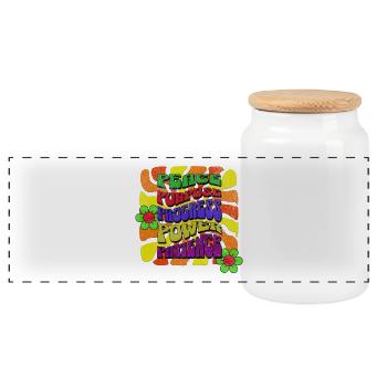Peace Purpose Progress Power Patience Retro Design - Panoramic Cookie Jar with Wooden Lid - white - Front