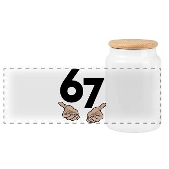 67_Black - Panoramic Cookie Jar with Wooden Lid - white - Front