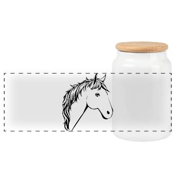 Horse Horses Horse Head T-shirt Gift Rider - Panoramic Cookie Jar with Wooden Lid - white - Front