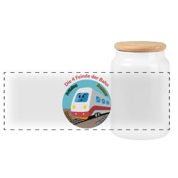 Die Bahn und die Jahreszeiten... - Panorama Keksdose mit Holzdeckel - Weiß - Vorne