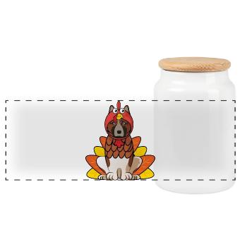 American Akita Thanksgiving Chien Costume Tenue pour animaux de compagnie - Boîte à biscuits avec couvercle en bois - blanc - Devant