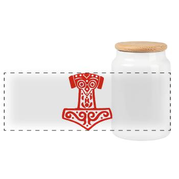 Thors Hammer (Rot) - Panorama Keksdose mit Holzdeckel - Weiß - Vorne