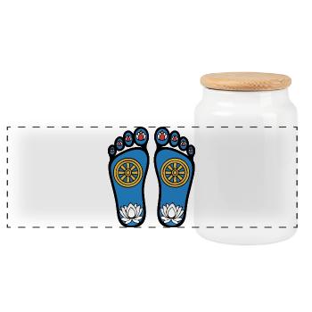 Pieds de Bouddha - Boîte à biscuits avec couvercle en bois - blanc - Devant