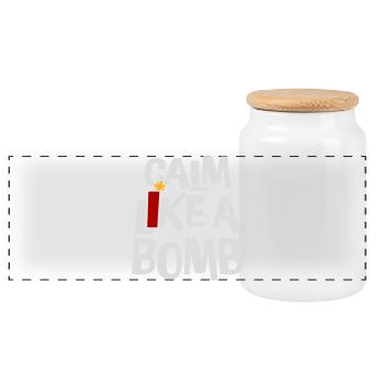 Calm Like Bomb Paradox Irony Humor Explosive Joke - Panoramic Cookie Jar with Wooden Lid - white - Front