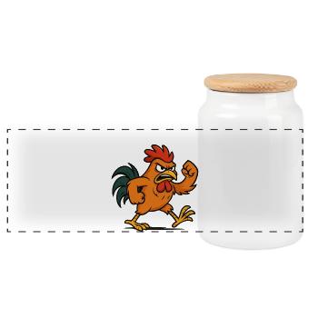 F-Caw-F Lustiges Huhn FCAWF Humor Zitat Hahn-Meme - Panorama Keksdose mit Holzdeckel - Weiß - Vorne