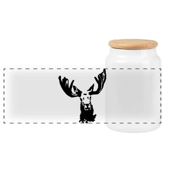 Elk - Panoramic Cookie Jar with Wooden Lid - white - Front