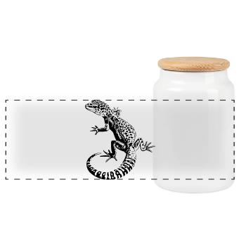 Léopardgecko - Boîte à biscuits avec couvercle en bois - blanc - Devant