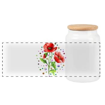 Blumen - Panorama Keksdose mit Holzdeckel - Weiß - Vorne