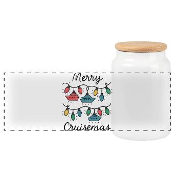 Merry CruisesCroisière de Noël - Boîte à biscuits avec couvercle en bois - blanc - Devant