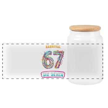 6 7 Meme Costume Replacement Carnival Carnival - Panoramic Cookie Jar with Wooden Lid - white - Front