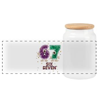 6 7 Confetti Carnival Carnival Costume Replacement - Panoramic Cookie Jar with Wooden Lid - white - Front