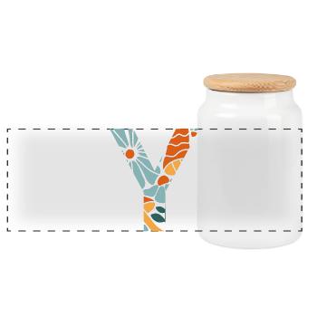 Letter and groovy flowers gift idea - Panoramic Cookie Jar with Wooden Lid - white - Front