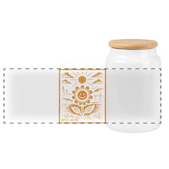 Sunflower Nature - Panoramic Cookie Jar with Wooden Lid - white - Front