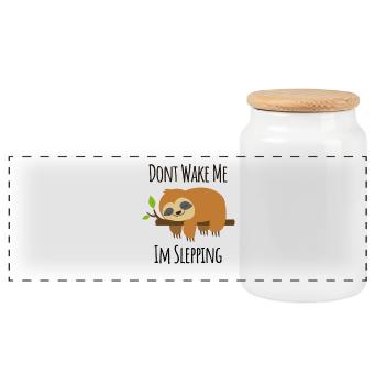 Don't Wake Me Im Sleeping - Panoramic Cookie Jar with Wooden Lid - white - Front