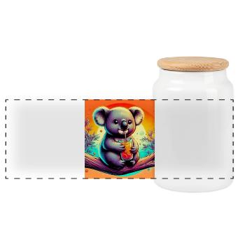 Koala - Panorama Keksdose mit Holzdeckel - Weiß - Vorne