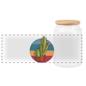 Flowers - Panoramic Cookie Jar with Wooden Lid - white - Front