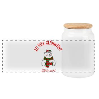 Christmas mulled wine humor polar bear saying - Panoramic Cookie Jar with Wooden Lid - white - Front