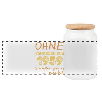 en 1959 - Boîte à biscuits avec couvercle en bois - blanc - Devant