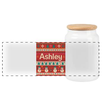 Festlicher Name Ashley Hässlicher Weihnachtsstil, Weihnachten - Panorama Keksdose mit Holzdeckel - Weiß - Vorne