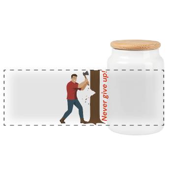 Never give up: Lumberjacks in action - Panoramic Cookie Jar with Wooden Lid - white - Front